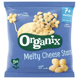 Organix 7m+ organski flips zvezdice od sira pečeni ekstrudirani kukuruzni Bez dodatih šećera i soli Bez glutena
